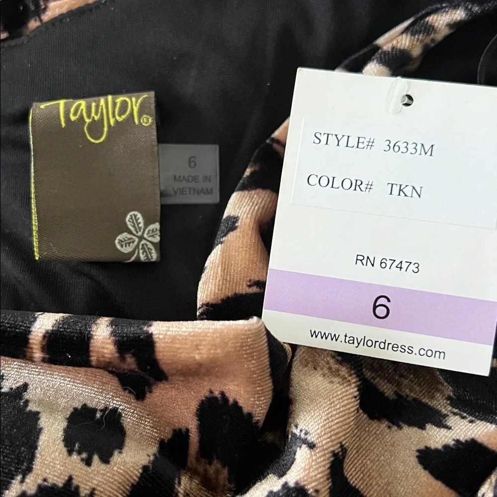 Taylor Black and Tan Animal Print Midi Maxi Dress - Picture 3 of 7